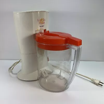 Mr Coffee Iced Tea Maker 3 Quart TM20 White Orange And Pitcher With Manual  EUC • $14.99