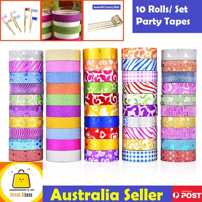 $5.49 • Buy 10Rolls/Set Adhesive DIY Party Decoration Party Tape Scrapbook Paper Washi Tape