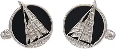 Mens Cufflinks - Round YACHT Design * New * Gift Boxed • $23.02