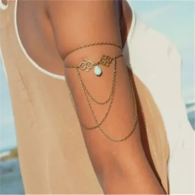 Arm Chain Cuff Bracelet Bangle Armlet Upper BohoBeach Women Gold Jewellery • £3.99