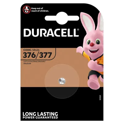 1 X Duracell Silver Oxide 377 1.5V Battery Watch D377 V377 SR66 SR626SW D376 • £2.39