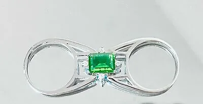 R2288 FlipFun Mt. St. Helens Green W/Blue Helenite RT 7x9mm Sterling Silver Ring • $90