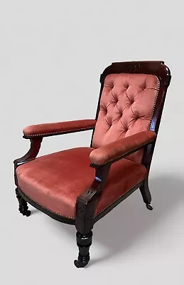 Antique Victorian Library Armchair / Mahogany Frame / 19th Century/FREE DELIVERY • £399.99