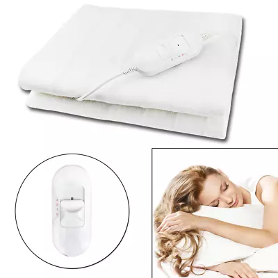 Single Bed Electric Blanket Heated Under Fleece Washable Polyester Warm Mattress • £16.99