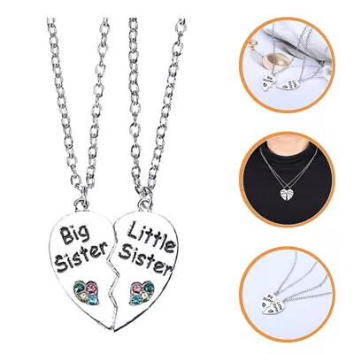  Sister Love Necklace Heart Locket Chokers For Girls Letter Friendship Necklaces • $7.75