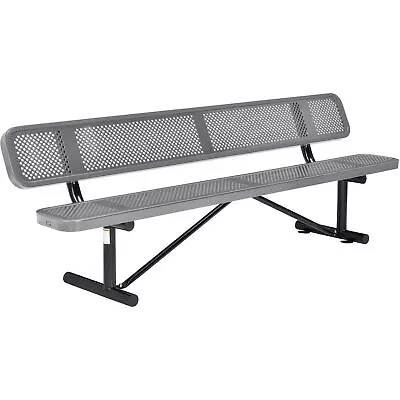 96  Perforated Metal Outdoor Picnic Bench With Backrest Gray • $773.19