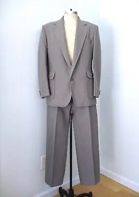 Vtg 70s SUPERFLY Hangar Gray Polyester 2-Pc Disco Pimp Suit Wide Leg Pants 42 • $45