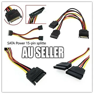 $3.80 • Buy SATA 15pin Hard Disk Power Male To 2 Female Splitter Y 1 To 2 Extension  Cable 