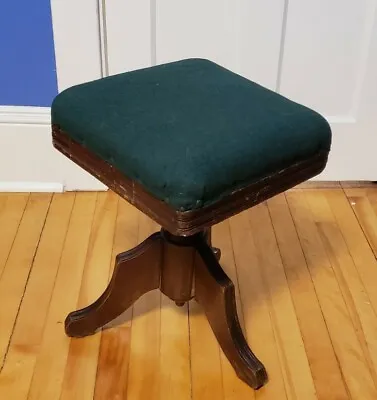 Vintage Spinning Foot Stool Green Fabric  • $62.99