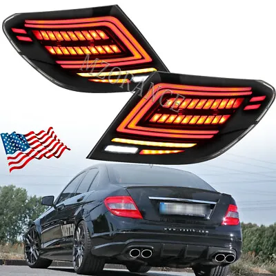 Smoked LED Tail Lights For Mercedes Benz W204 C200 C250 C300 2007-2012 2013 2014 • $334.32