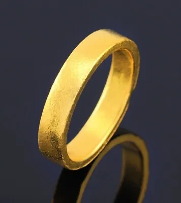 24 Karat Pure Gold Flat Band Ring . Handmade 999 Gold Wedding Ring For Men Women • $812