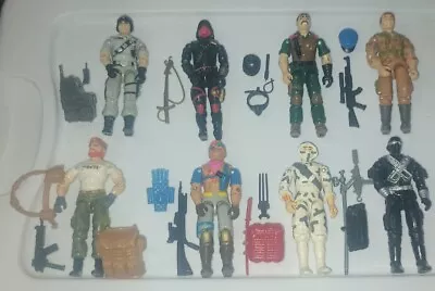 Lot Of 8 Vintage Hasbro GI-Joe Action Figures  Near Complete Figures...Snake Eye • $100