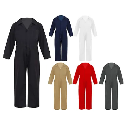 Kids Boys Mechanic Costume Coverall Cosplay Flight Suit Jumpsuit Solid Bodysuit • $31.01