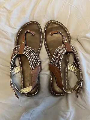 Brown And Gold Merona Thong Sandals Size 9 • $10