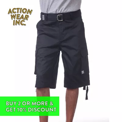 Proclub Pro Club Mens Cargo Shorts 5 Pocket Heavyweight Twill Plain Camo Shorts • $27.95