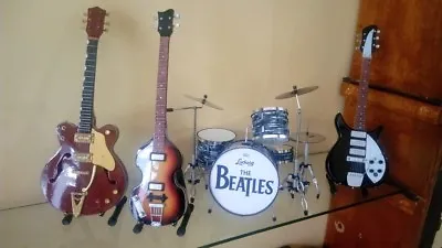 Miniature Guitar Bass & Drum Set The Beatles Musical Instruments Display Only • $89.90