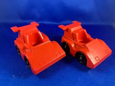 Vintage Fisher Price Little People Two (2) Red Race Cars / Sports Cars  (1983) • $14.50