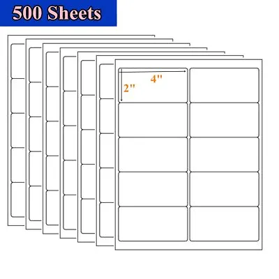 5000 2  X 4  White Self Adhesive Mailing Postage Shipping Labels 10 Up 500 Sheet • $38.96