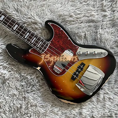 Sunburst Relic Vintage Electric Jazz Bass Guitar 4String Rosewood Fretboard • $266