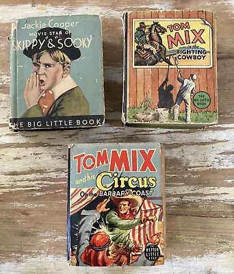 $15 • Buy Vintage Big Little Books Tom Mix Fighting Cowboy + Circus & Jackie Cooper 1930's