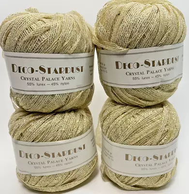 Crystal Palace Yarn Deco Stardust 4 Cakes Gold Color 4437 Metallic Ribbon Nylon • $40.44