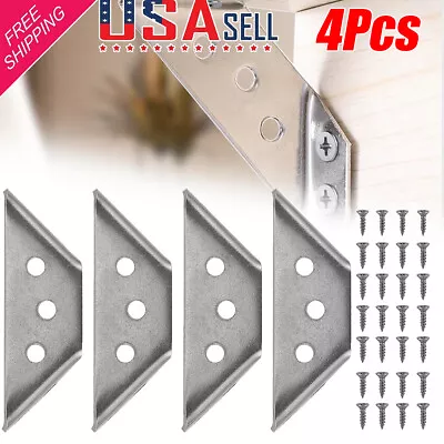 4Pcs Furniture Corner Connector Stainless Steel Angle Corner Brackets Universal • $6.85