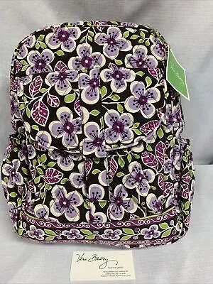 Vera Bradley RARE Plum Petals Bookbag Backpack Purse For School Travel Everyday • $89.50