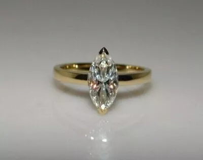 2Ct Marquise Cut Real Moissanite Engagement Women Ring 14K Yellow Gold Plated • $116.99
