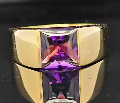 Cartier 18K TANK Buff Top Amethyst Ring Yellow Gold Size 8 750 1997 Vintage • $3593.19