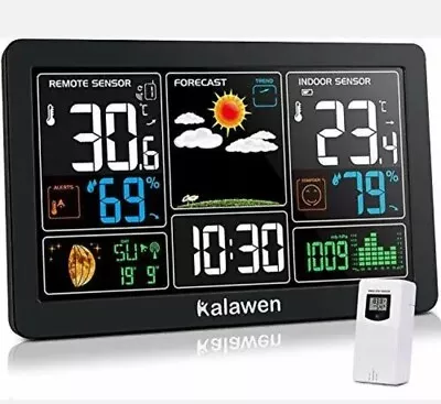 $59.99 • Buy Kalawen Weather Station Wireless Indoor Outdoor Thermometer With Clock...