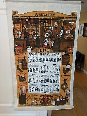 Vintage Kitchen Tea Towel Linen Calendar Wall Hanging 1972 Kay Dee Country Store • $9.12