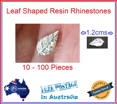 10/20/50/100 Silver Flat Back Resin Leaf Rhinestone Moulded Leaves Non Hotfix • $2.47