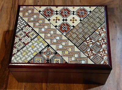 Vintage Yoseki Handicraft Wood Mosaic Jewelry Box Music Box Japan • $56.69
