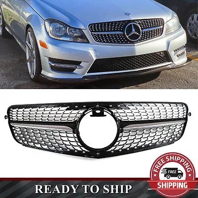 Diamond Chrome Front Grille Grill For Mercedes Benz W204 C250 C300 2008-2013 • $56.99