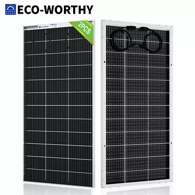 ECO-WORTHY Bifacial 200W Watt Solar Panel Mono 2 Pack (400W) 12V/24V PV For RV • $249.99