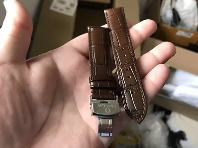 Omega 20mm Brown Leather Watch Strap With Deployment  Stainless Steel Clasp • £40