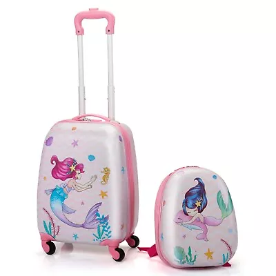 Kids Carry On Luggage Suit 2PCs Back & Suitcase Girls Pink 16   Wheels Children • $49.99