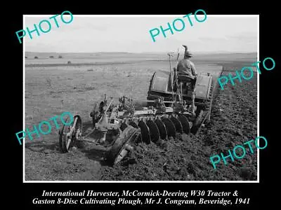 OLD HISTORIC PHOTO OF INTERNATIONAL HARVESTER McCORMICK DEERING W30 TRACTOR 1941 • $4.86