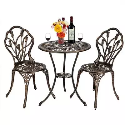 3 Piece Cast Aluminum Dining Furniture Set Outdoor Bistro Table & Chairs Outdoor • $109.59
