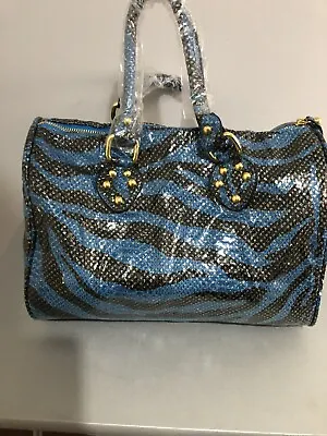 Sparkly Zebra Print Handbag - Blue • £15