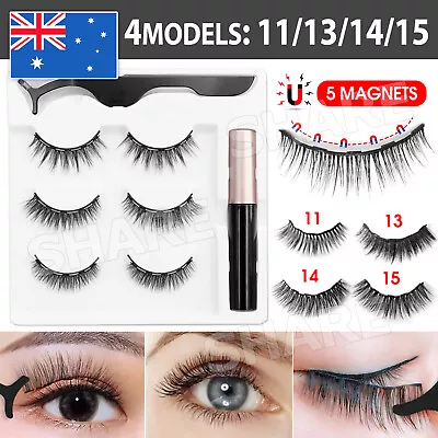 $6.85 • Buy Magnetic False Eyelashes Natural Eye Lashes Extension Liquid Eyeliner Tweezer
