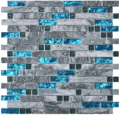 Art3d 12 X12  Glass-N-Natural Marble Mosaic Tile For Bathroom Kitchen Backsplash • $15.99