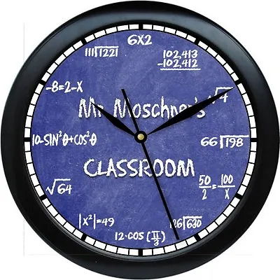 Personalized Math Equations Wall Clock Teacher Gift Numbers Blue Chalkbrd • $29.90