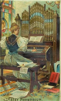 1870's The Estey Phonorium Estey Organ Works Lady Playing Pipe Organ P83 • $7.25