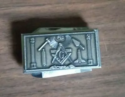 Masonic Money Clip Pocket Knife Nail File Freemasons Square & Compas Vintage • $25