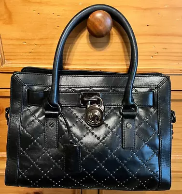 MICHAEL Michael Kors Black Calf Leather Hamilton E/W Studded Bag • $39.99
