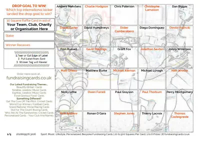 Rugby Union Fundraising Cards 25 Pack A5 Charity Scratch Raffle Ticket Free Post • £8.12