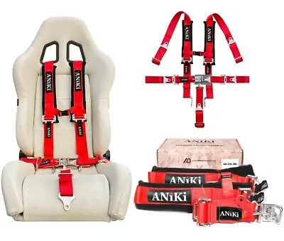 ANIKI RED 5 POINT 2  LATCH & LINK SEAT BELT HARNESS W/ SHOULDER PAD UTV ATV • $61.88