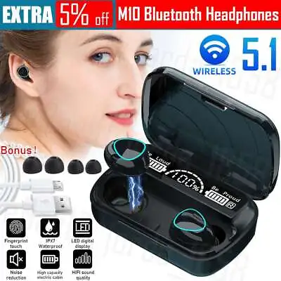 $14.45 • Buy Wireless Bluetooth Earphones Waterproof Earbuds LED Display Headphones With Box
