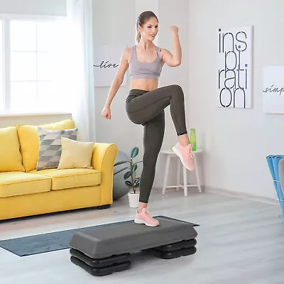 28'' Adjustable Aerobic Stepper Step Platform W/4 Riser Exercise Workout Stepper • $37.58